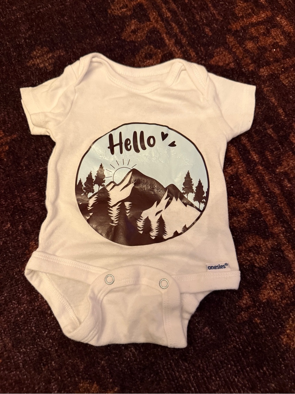 Gerber’s Newborn ‘Hello' Mountain Graphic Baby One-Piece